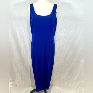 Vintage Black Tie by Oleg Cassini royal blue long sleek maxi dress size 12P